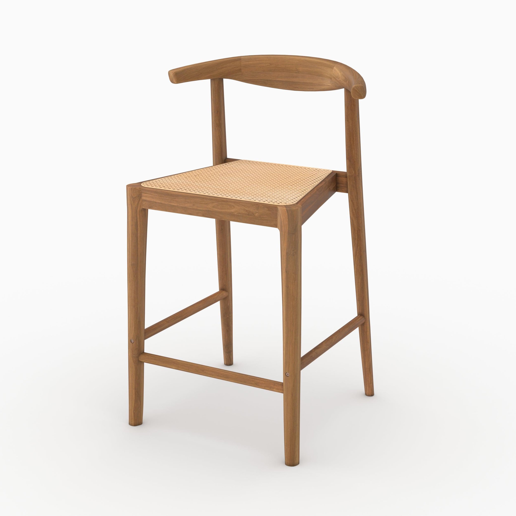 Voir la diapositive 6 : MAISON PAVANE Lot de 2 chaises pour îlot central 64 cm en teck vernis et cannage-alia