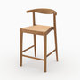 Voir la diapositive 6 : MAISON PAVANE Lot de 2 chaises pour îlot central 64 cm en teck vernis et cannage-Alia