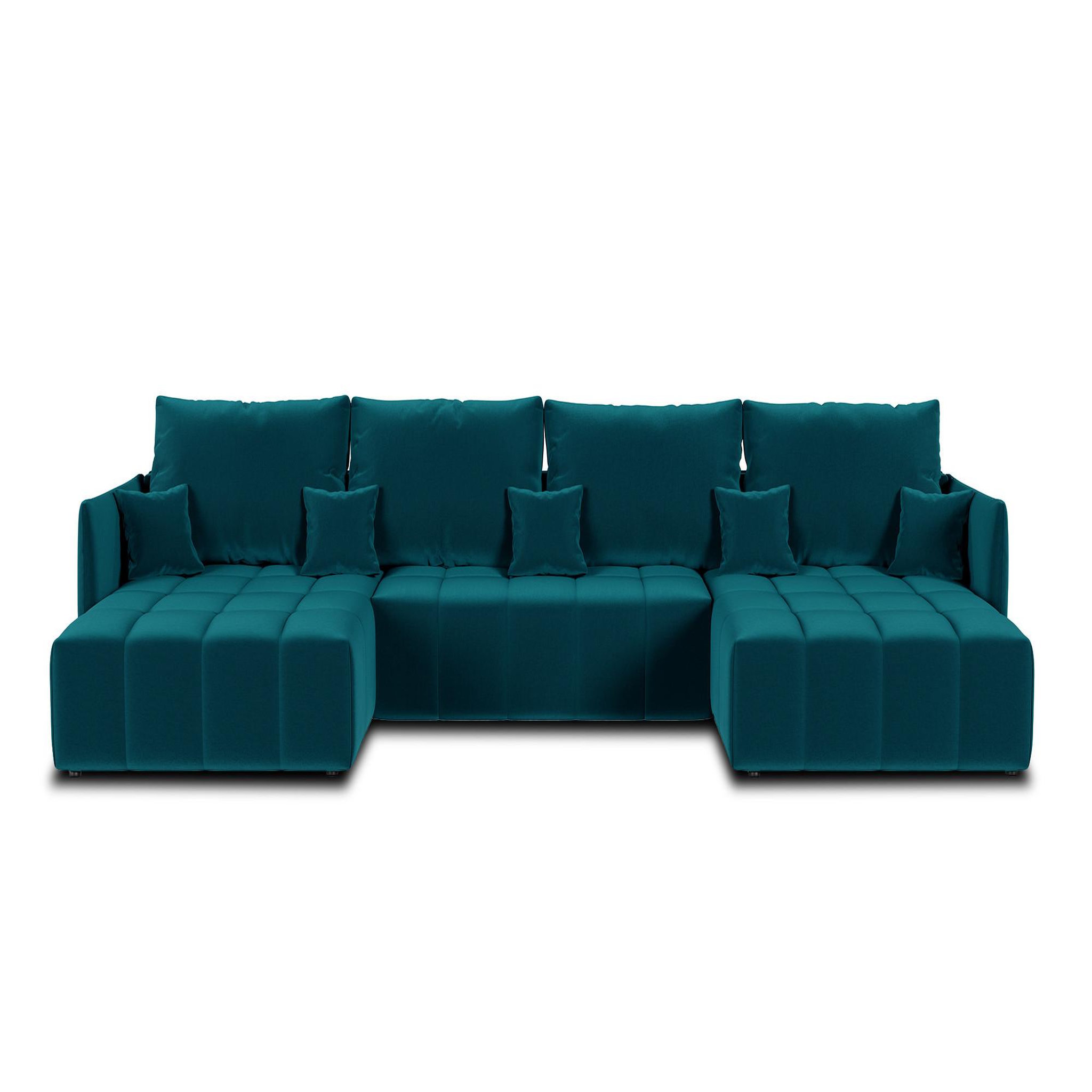 Voir la diapositive 1 : BEST MOBILIER Petra - canapé panoramique en u - 7 places - convertible - avec coffre - en velours