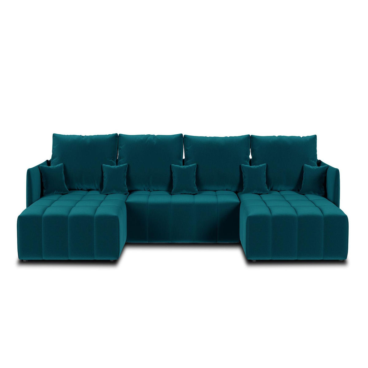 BEST MOBILIER Petra - canapé panoramique en u - 7 places - convertible - avec coffre - en velours