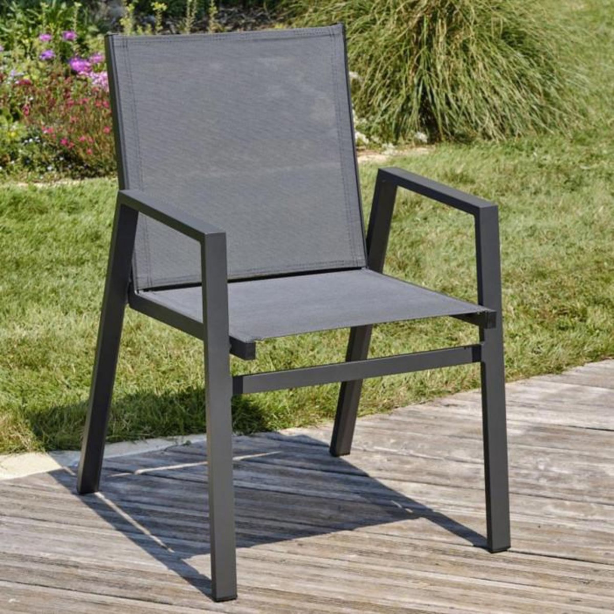 Paris Prix Lot de 2 Fauteuils de Jardin Empilables  Floride  86cm Gris Anthracite