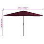 Voir la diapositive 6 : VIDAXL Parasol de jardin avec mat en metal 390 cm rouge bordeaux