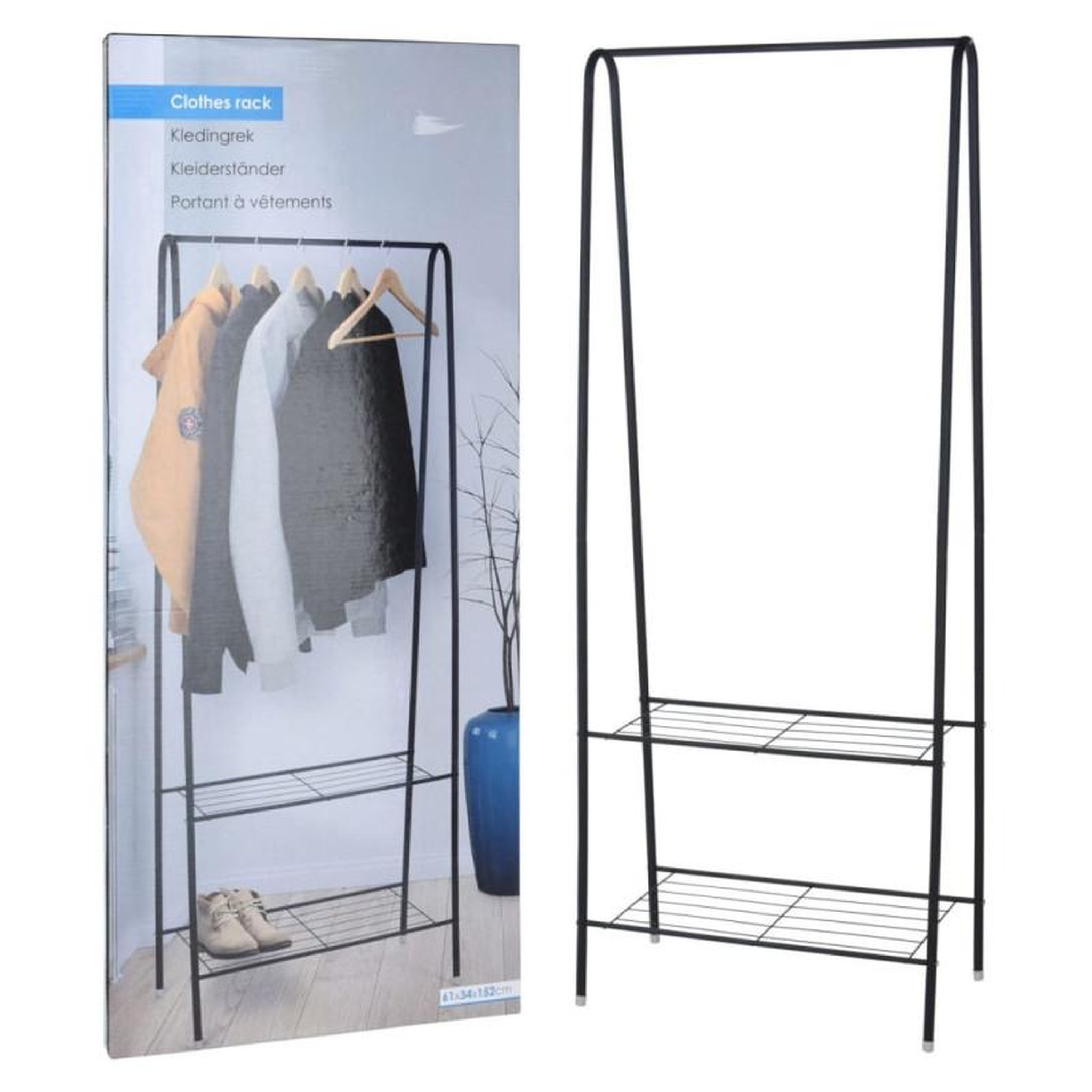 Voir la diapositive 2 : Storage solutions Storage solutions Porte vêtements avec 2 niveaux 61x34x152 cm