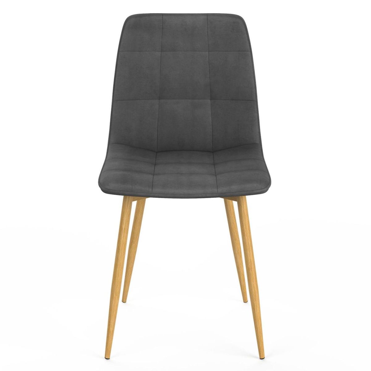 ID MARKET Lot de 6 chaises MILA en velours gris foncé pied effet bois pour salle à manger