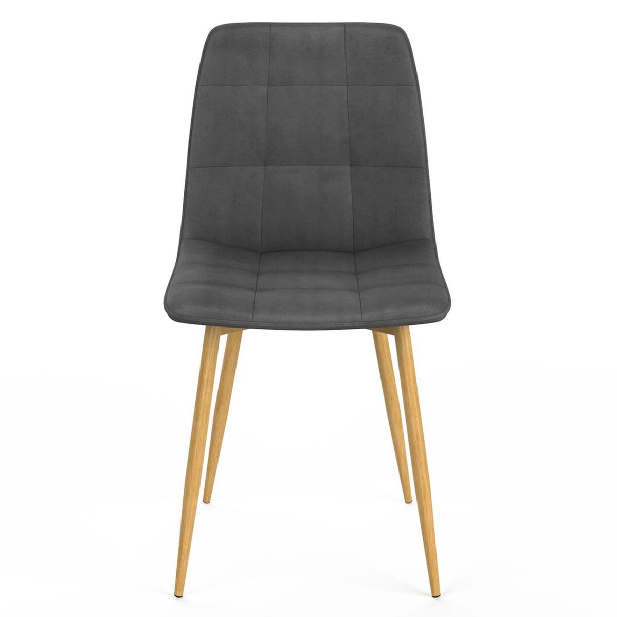 ID MARKET Lot de 6 chaises MILA en velours gris foncé pied effet bois pour salle à manger