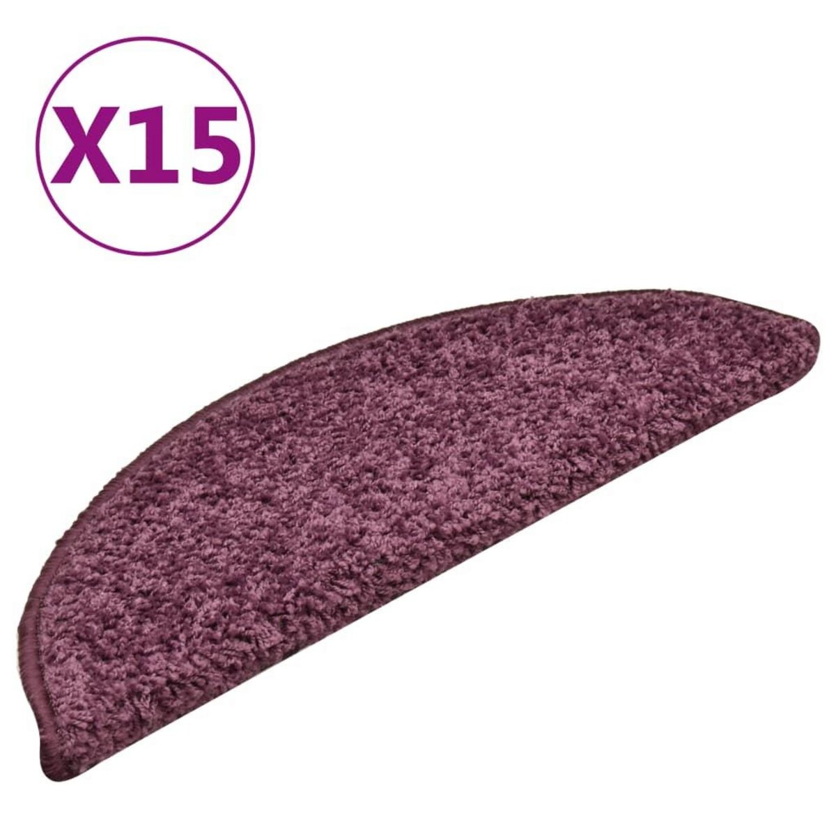 VIDAXL Tapis de marches d'escalier 15 pcs Violet fonce 56x17x3 cm