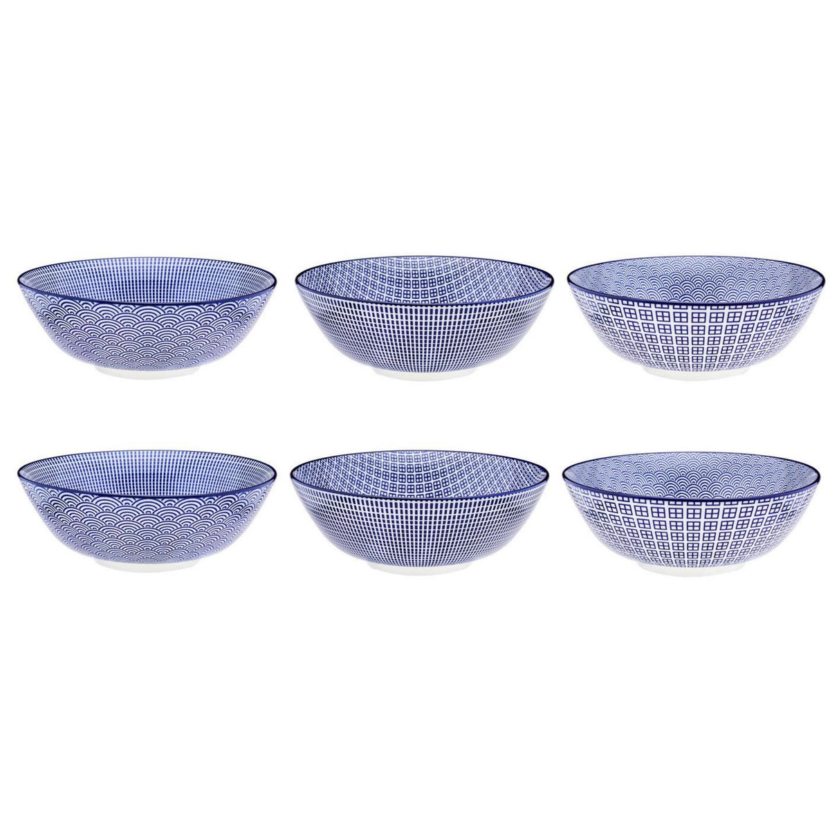 BJORN Bol PATTERN Ø21cm - 6 pièces - Dark blue