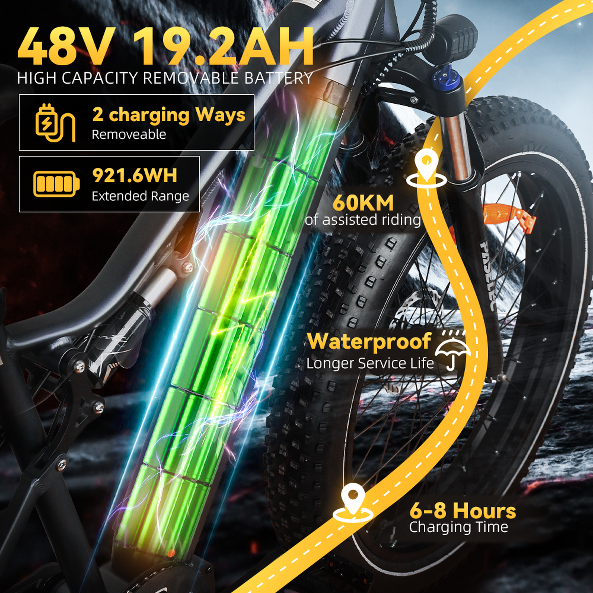 Voir la diapositive 5 : PASELEC Vélo électrique PASELEC TX19 Plus, Fat Bike 26 , 48 V 19,2 Ah, 9 vitesses