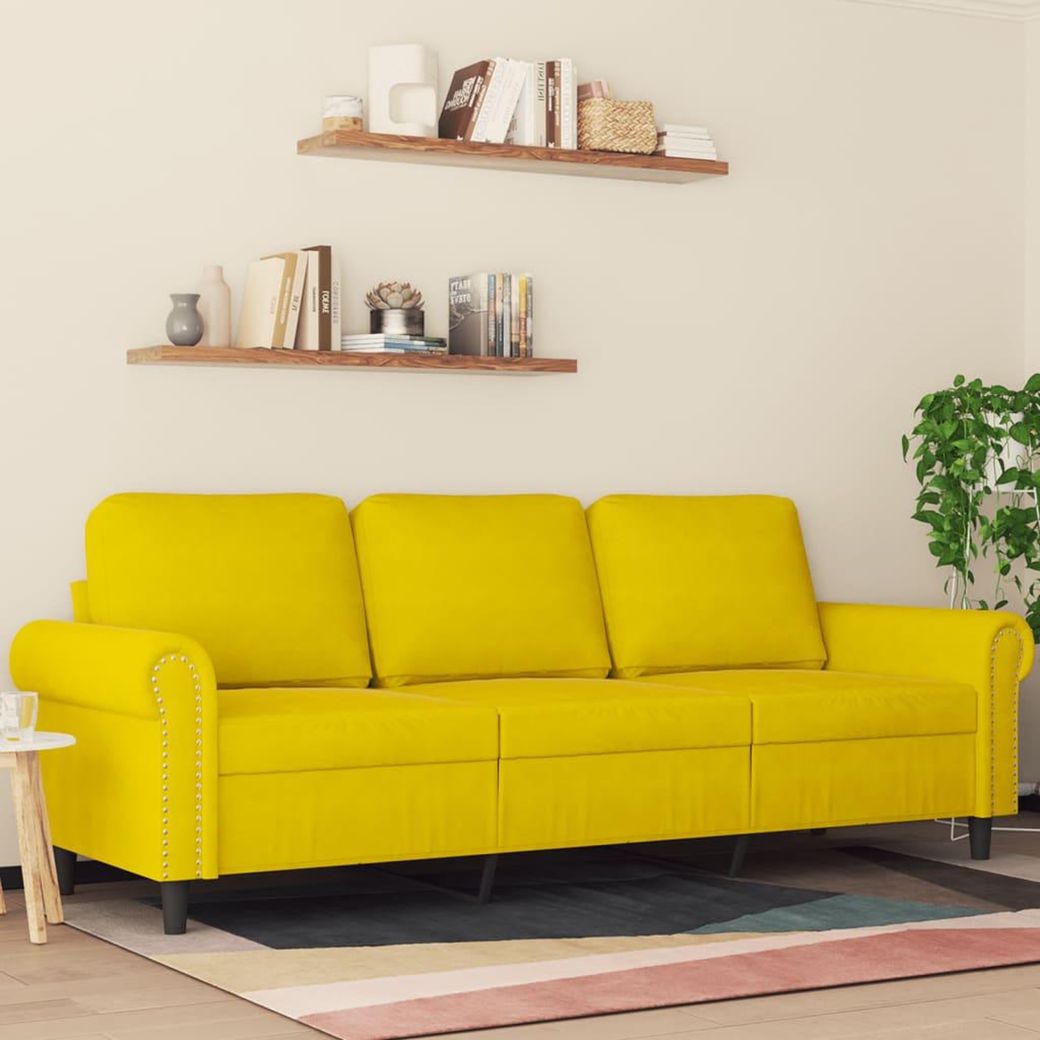 VIDAXL Canape a 3 places Jaune 180 cm Velours