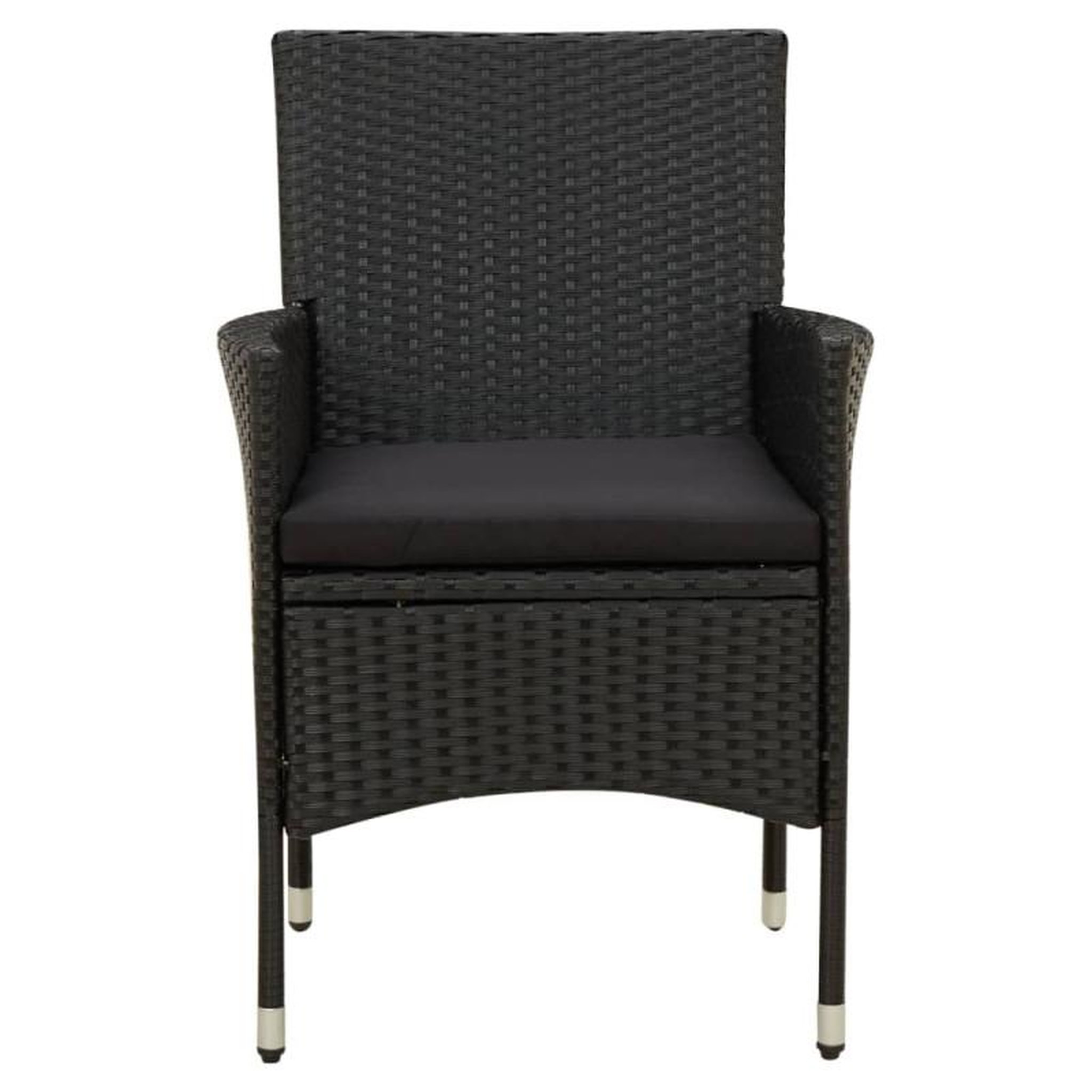 Voir la diapositive 3 : VIDAXL Chaises de jardin lot de 2 avec coussins Résine tressée Noir