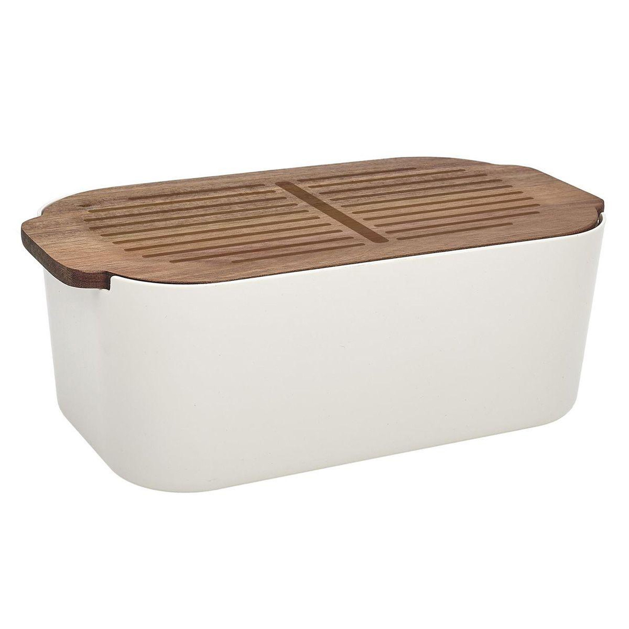 The Home Deco Factory Boîte à pain avec planche  acacia  33cm blanc