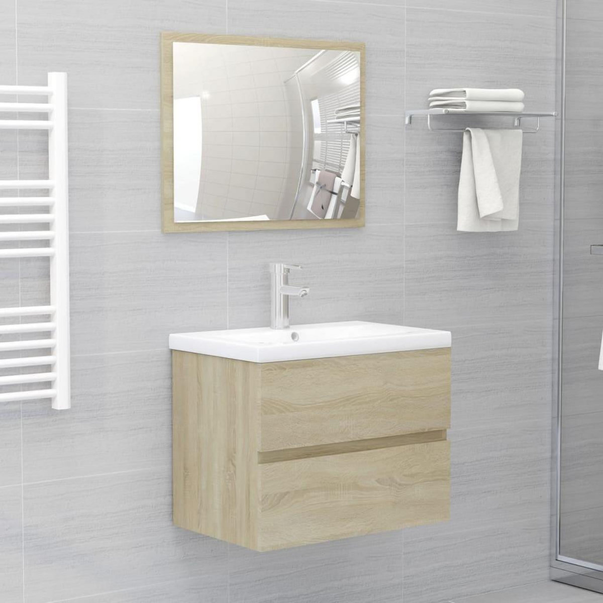 VIDAXL Armoire d'evier lavabo integre chene sonoma bois d'ingenierie