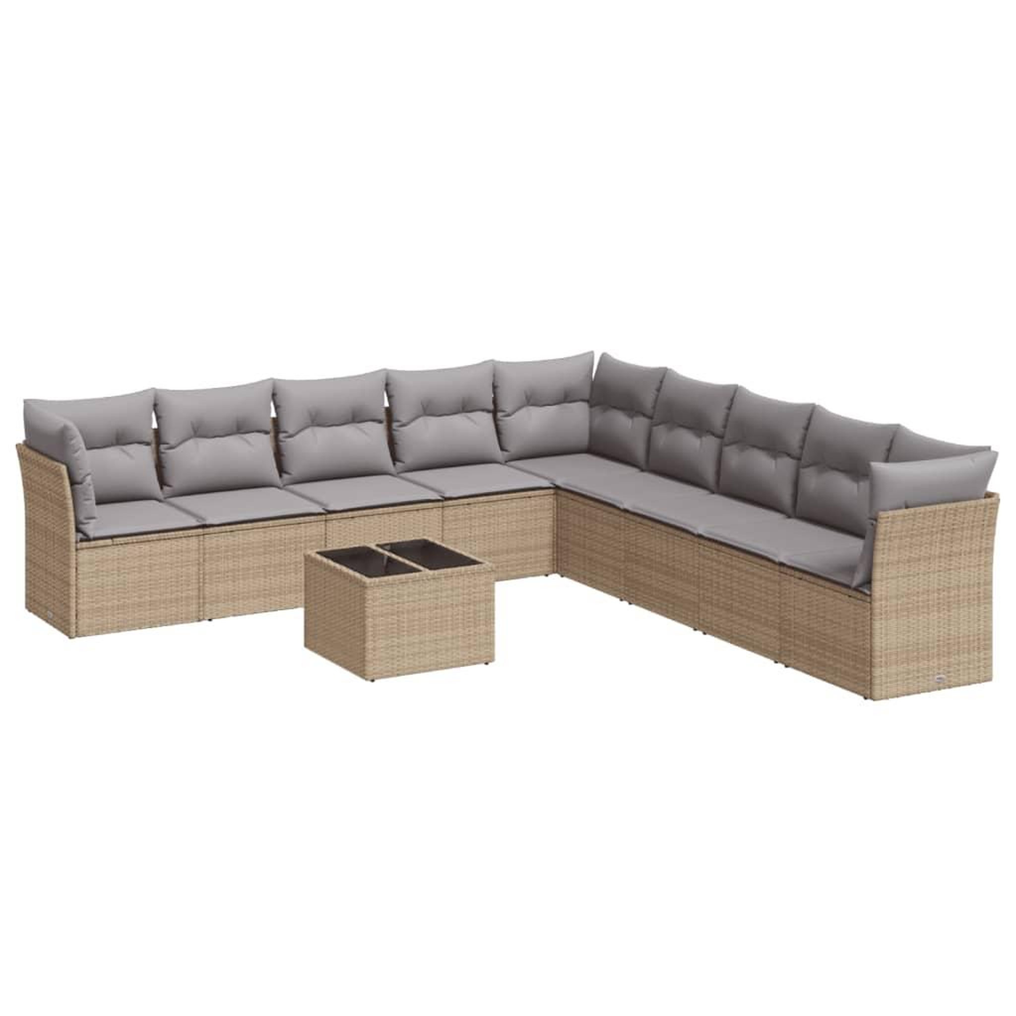 Voir la diapositive 2 : VIDAXL Salon de jardin avec coussins 10 pcs beige resine tressee