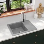VIDAXL Evier de cuisine avec trou de trop-plein ovale Gris Granit