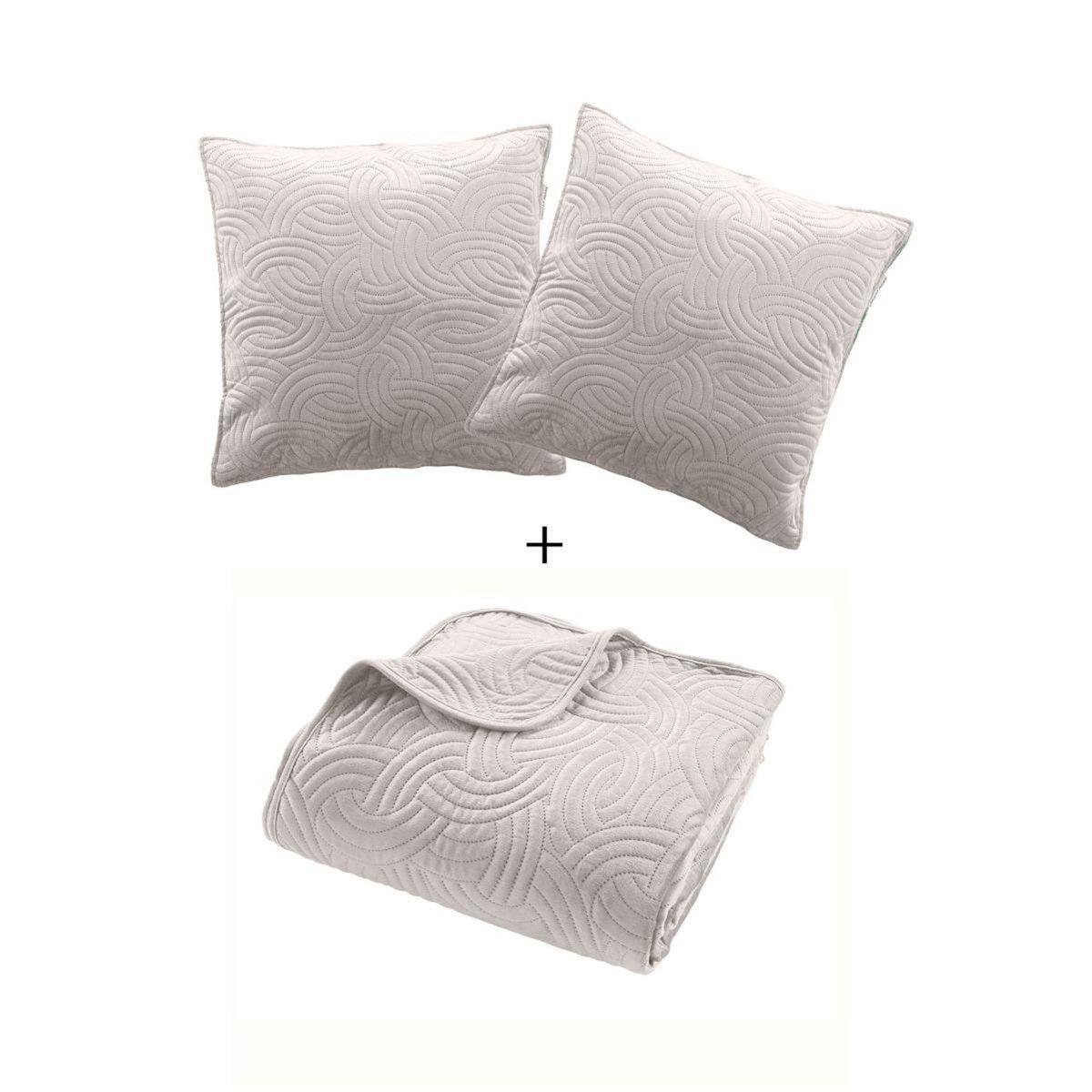 Paris Prix Couvre-Lit & 2 Housses de Coussin  Solange  240x260cm Naturel