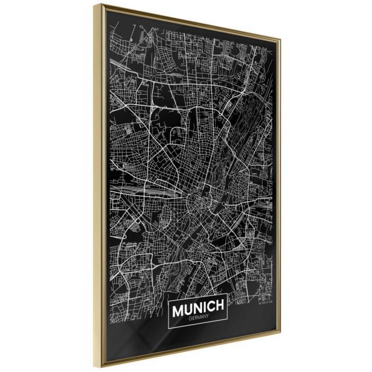 Paris Prix Affiche Murale Encadrée  City Map Munich Dark