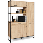 ID MARKET Buffet de cuisine avec colonne de rangement 120 CM DETROIT 6 portes + tiroir design industriel