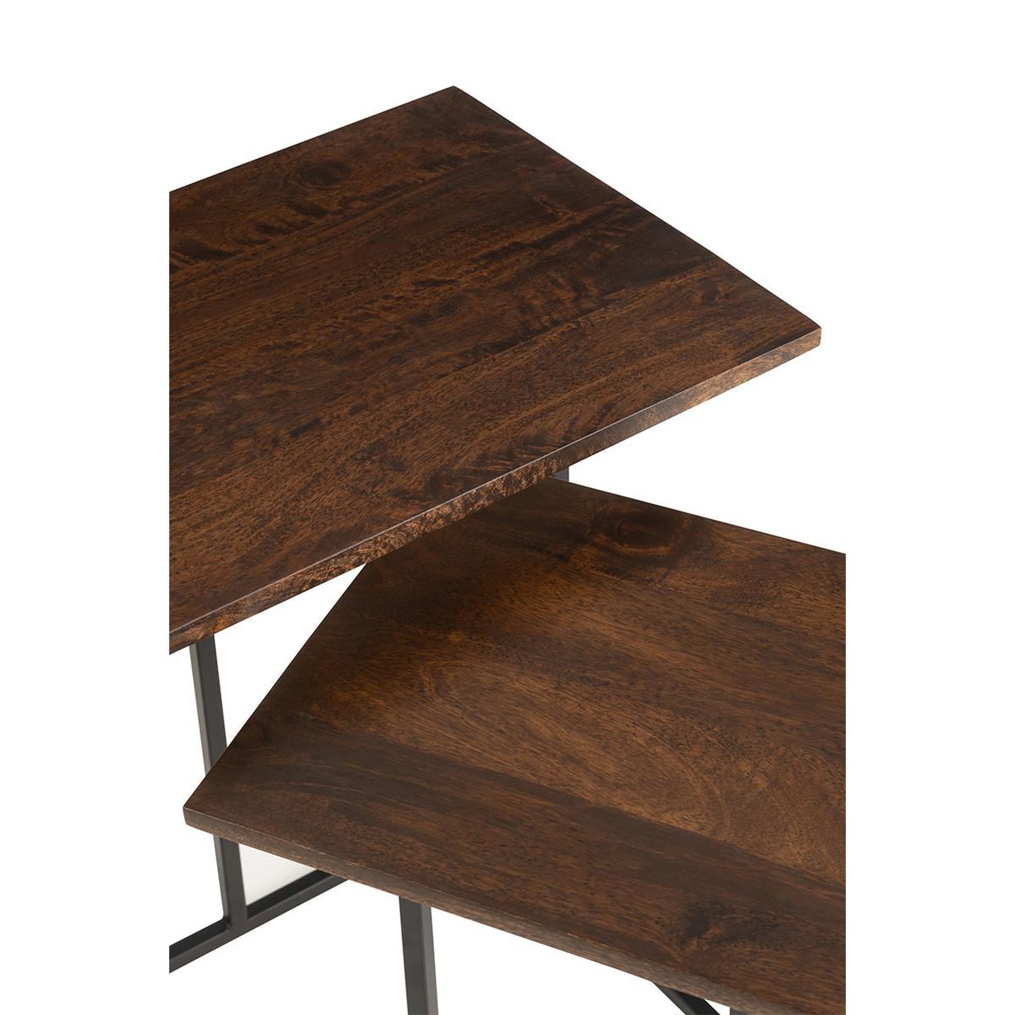 Voir la diapositive 4 : J-LINE Lot de 2 tables d'appoint gigognes  randy  63cm marron