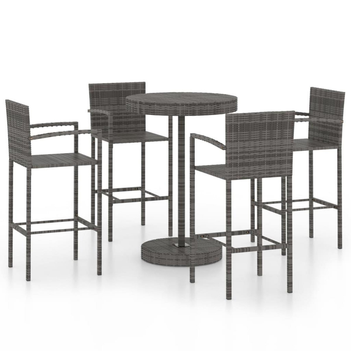 VIDAXL Ensemble de bar de jardin 5 pcs Resine tressee Gris