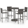 Voir la diapositive 2 : VIDAXL Ensemble de bar de jardin 5 pcs Resine tressee Gris