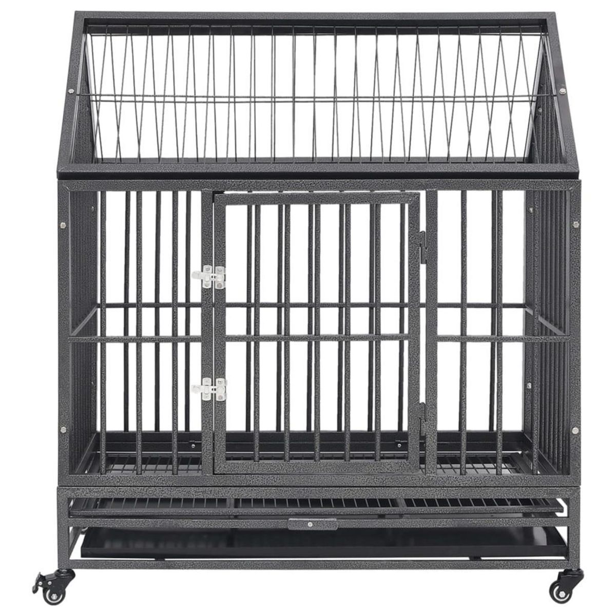 VIDAXL Cage pour chien avec roues et toit Acier 92x62x106 cm