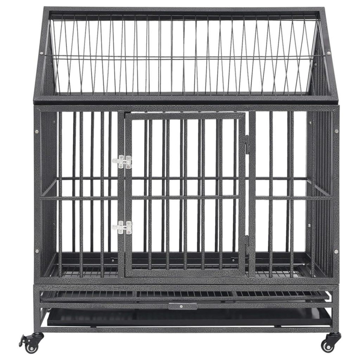 VIDAXL Cage pour chien avec roues et toit Acier 92x62x106 cm