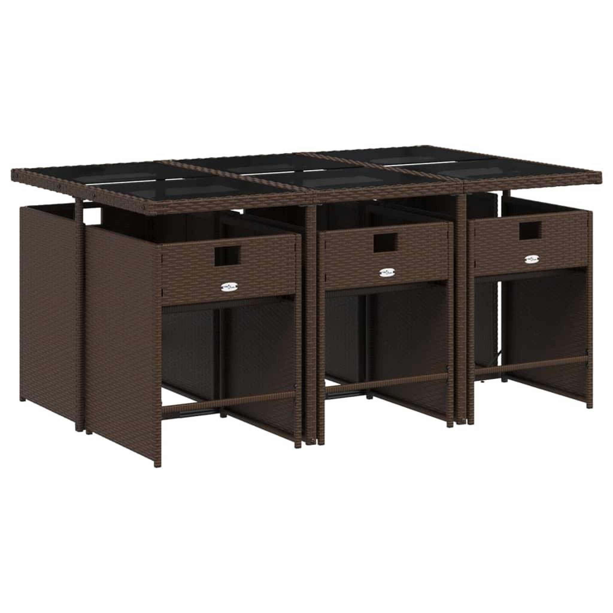 Voir la diapositive 3 : VIDAXL Ensemble a manger de jardin et coussins 7 pcs marron rotin