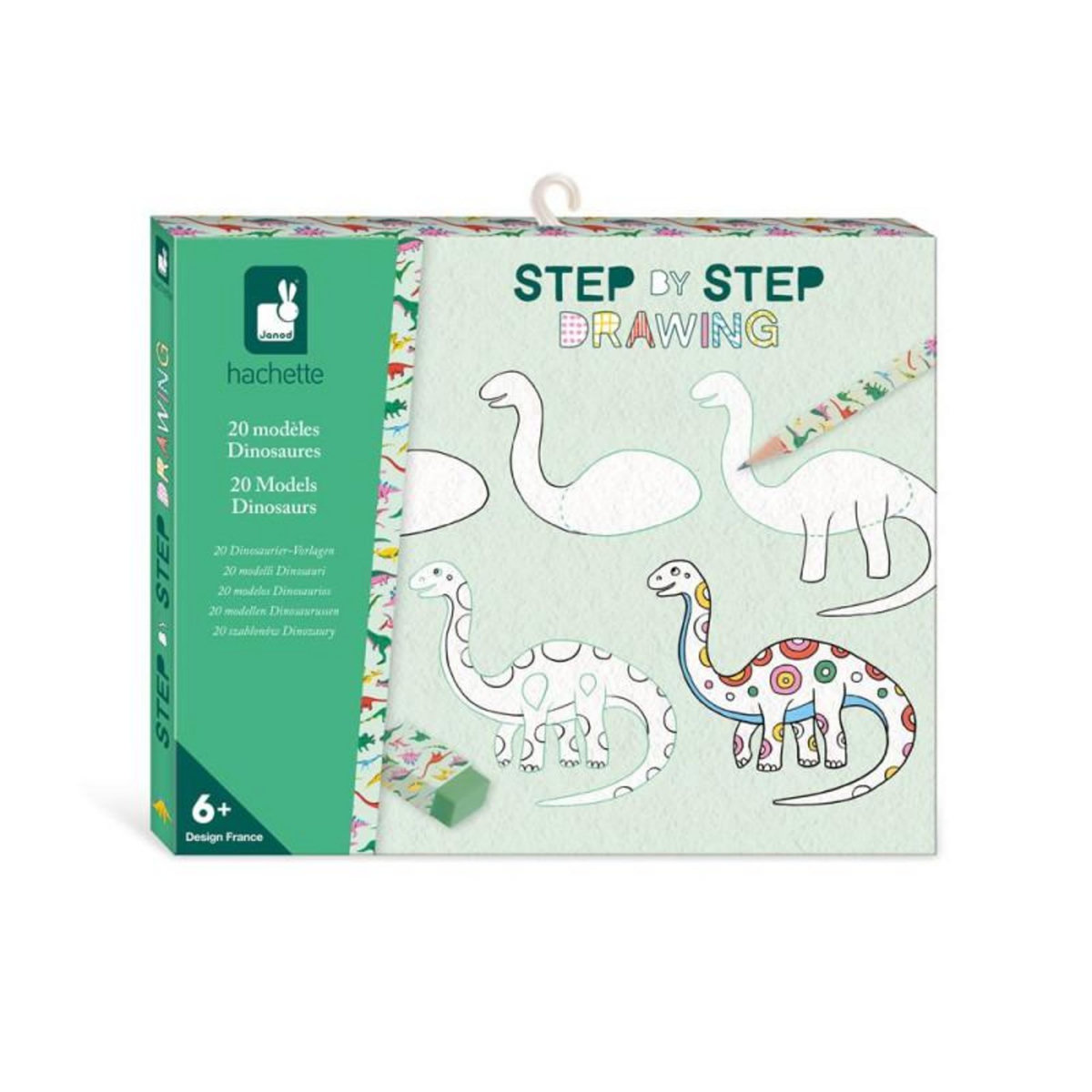 JANOD Dessin et coloriage enfant Janod Step by Step Drawing 20 Modèles Dinos