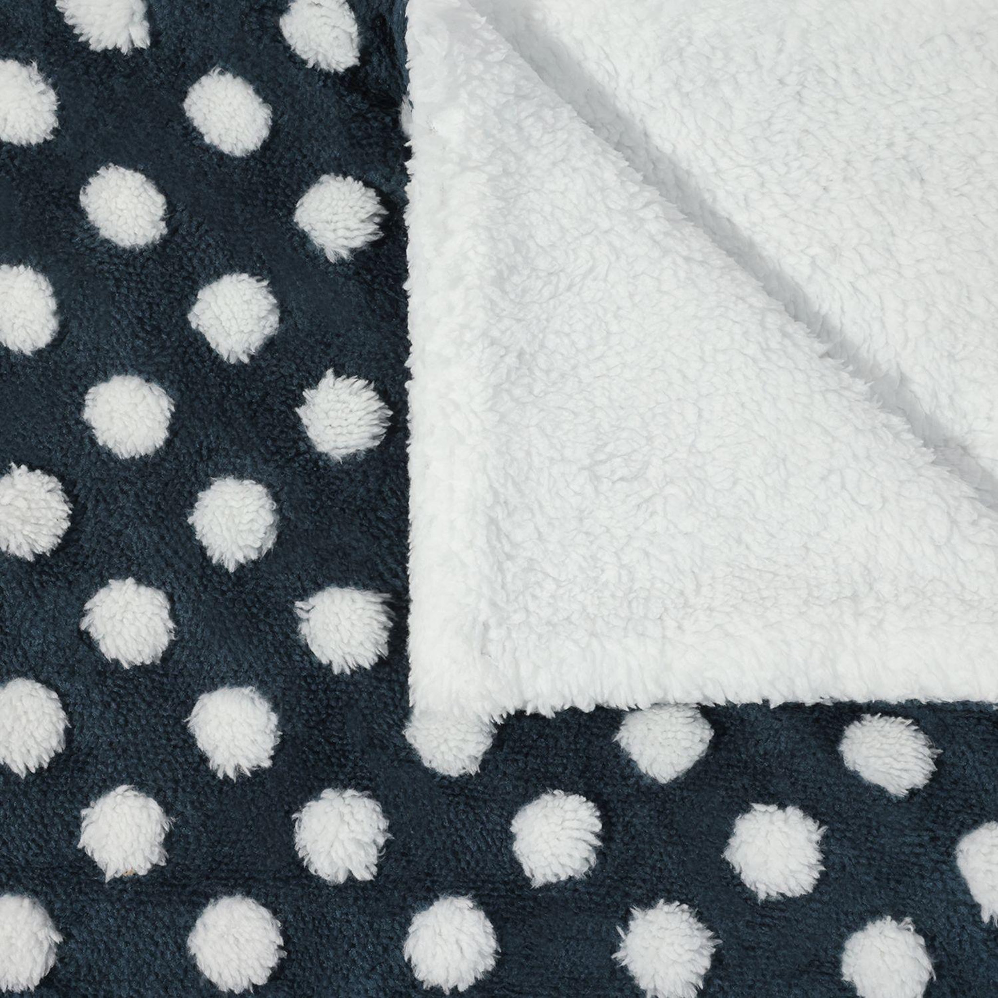 Voir la diapositive 3 : ACTUEL Plaid double face polaire/sherpa relief boule de neige  