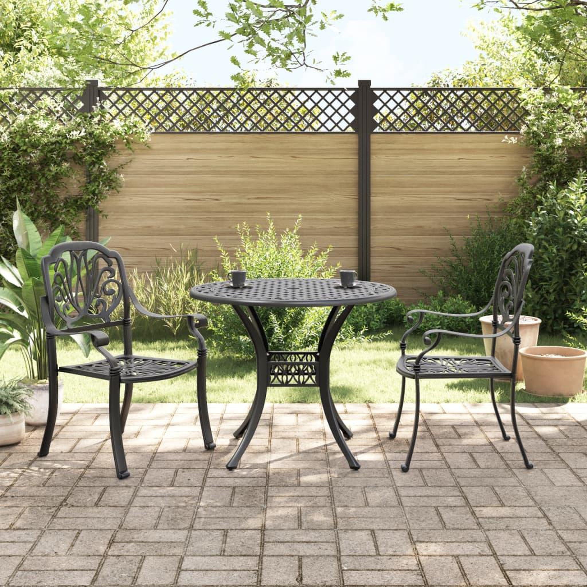 VIDAXL Ensemble de bistro 3 pcs noir aluminium coule