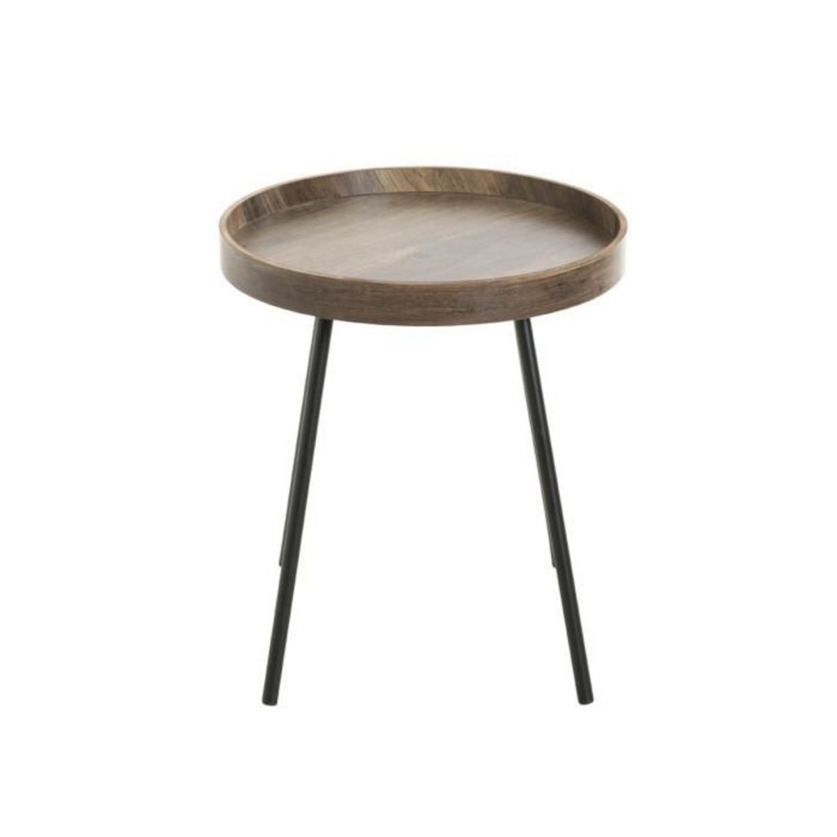 Paris Prix Table d'Appoint avec Rebord  Miranda  45cm Chêne Foncé & Noir