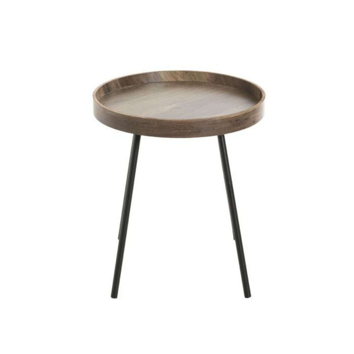 Paris Prix Table d'Appoint avec Rebord  Miranda  45cm Chêne Foncé & Noir