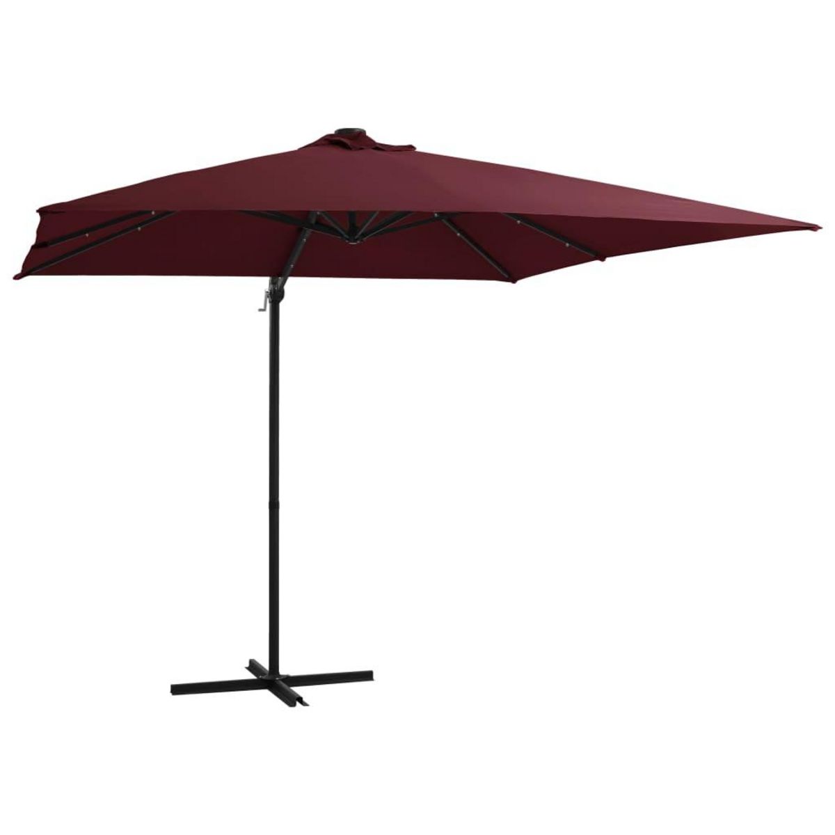 VIDAXL Parasol de jardin en porte-a-faux lumieres LED rouge bordeaux