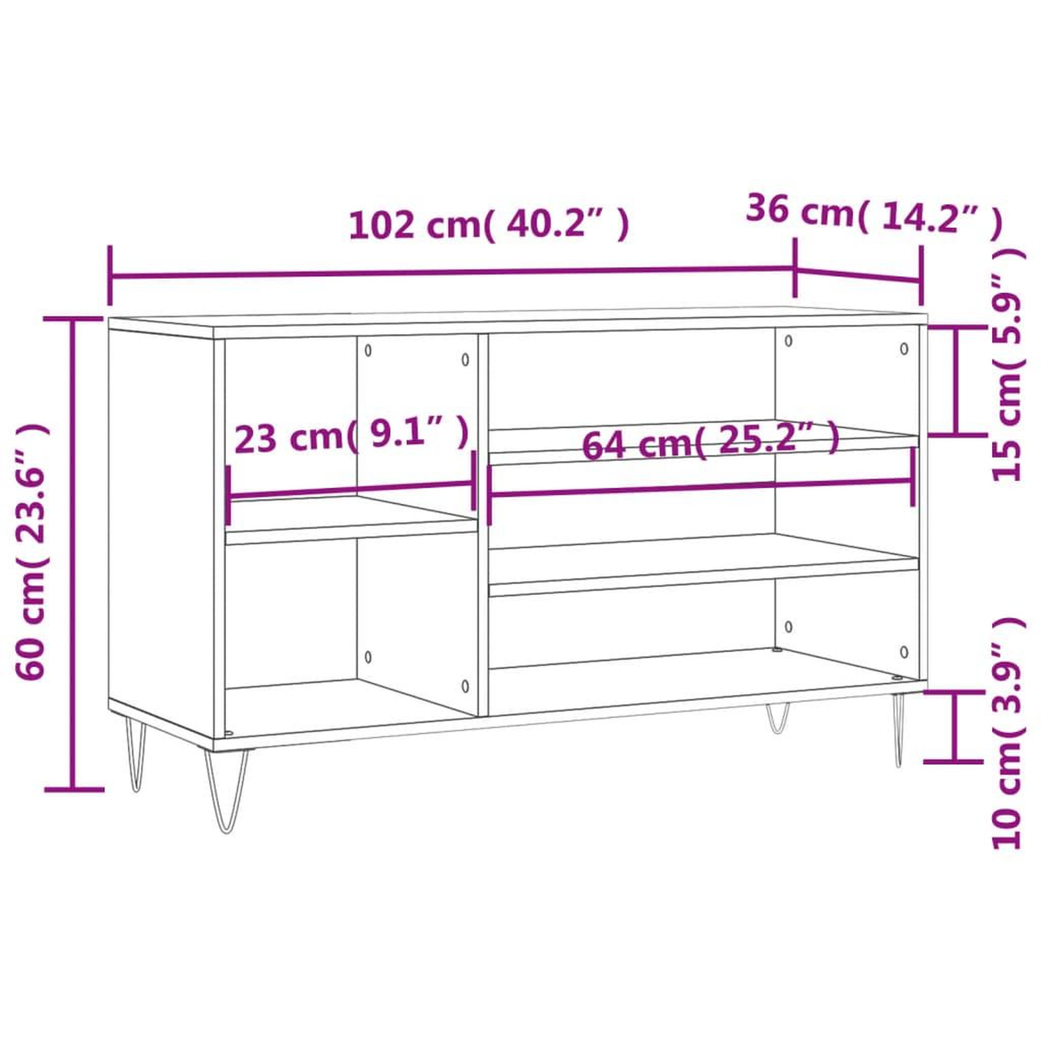 Voir la diapositive 6 : VIDAXL Armoire a chaussures Gris beton 102x36x60 cm Bois d'ingenierie