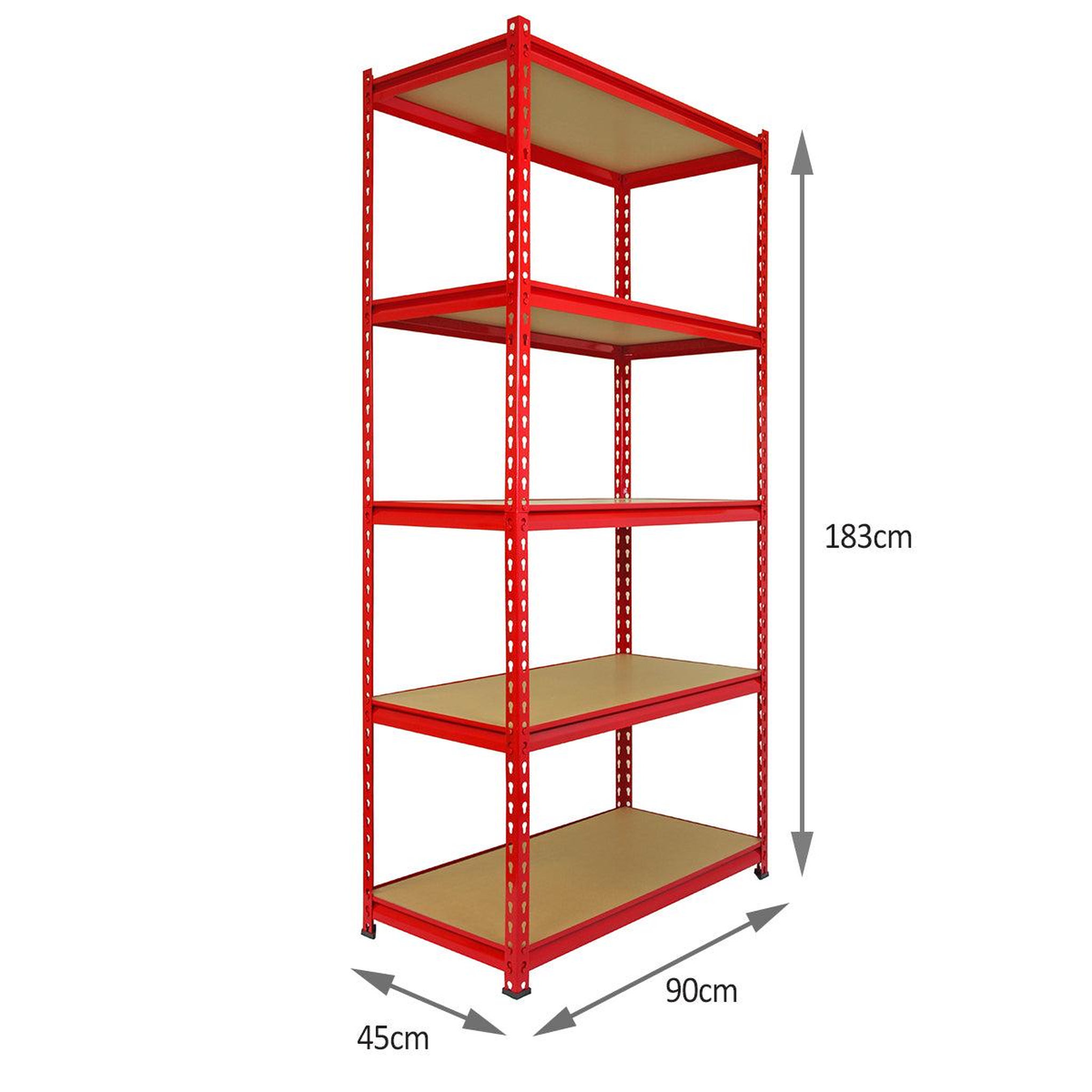 Voir la diapositive 4 : MONSTER RACKING Lot de 1 rayonnage d'angle z-rax en acier rouge & 4 rayonnages z-rax 90cm x 45cm x 183cm