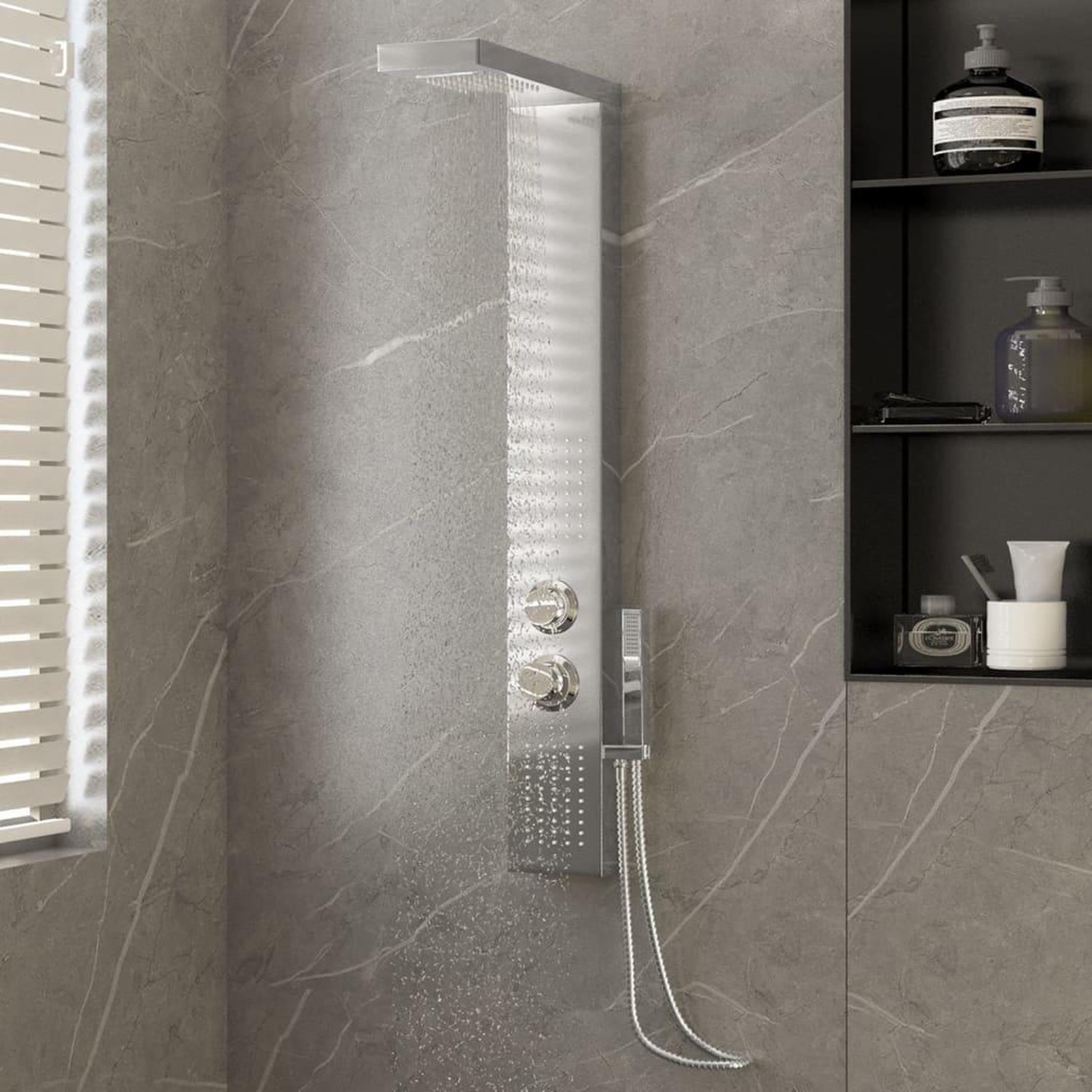 Voir la diapositive 1 : VIDAXL Systeme de panneau de douche Acier inoxydable Carre