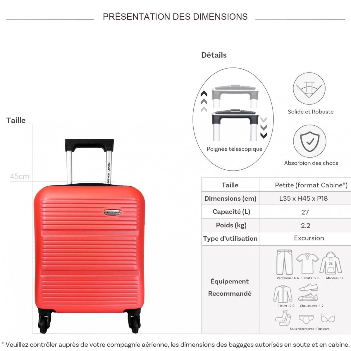 David Jones Valise cabine XS underseat rigide 45cm