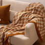 Voir la diapositive 3 : ATMOSPHERA Plaid Tricot Damier  Itha  130x180cm Ocre