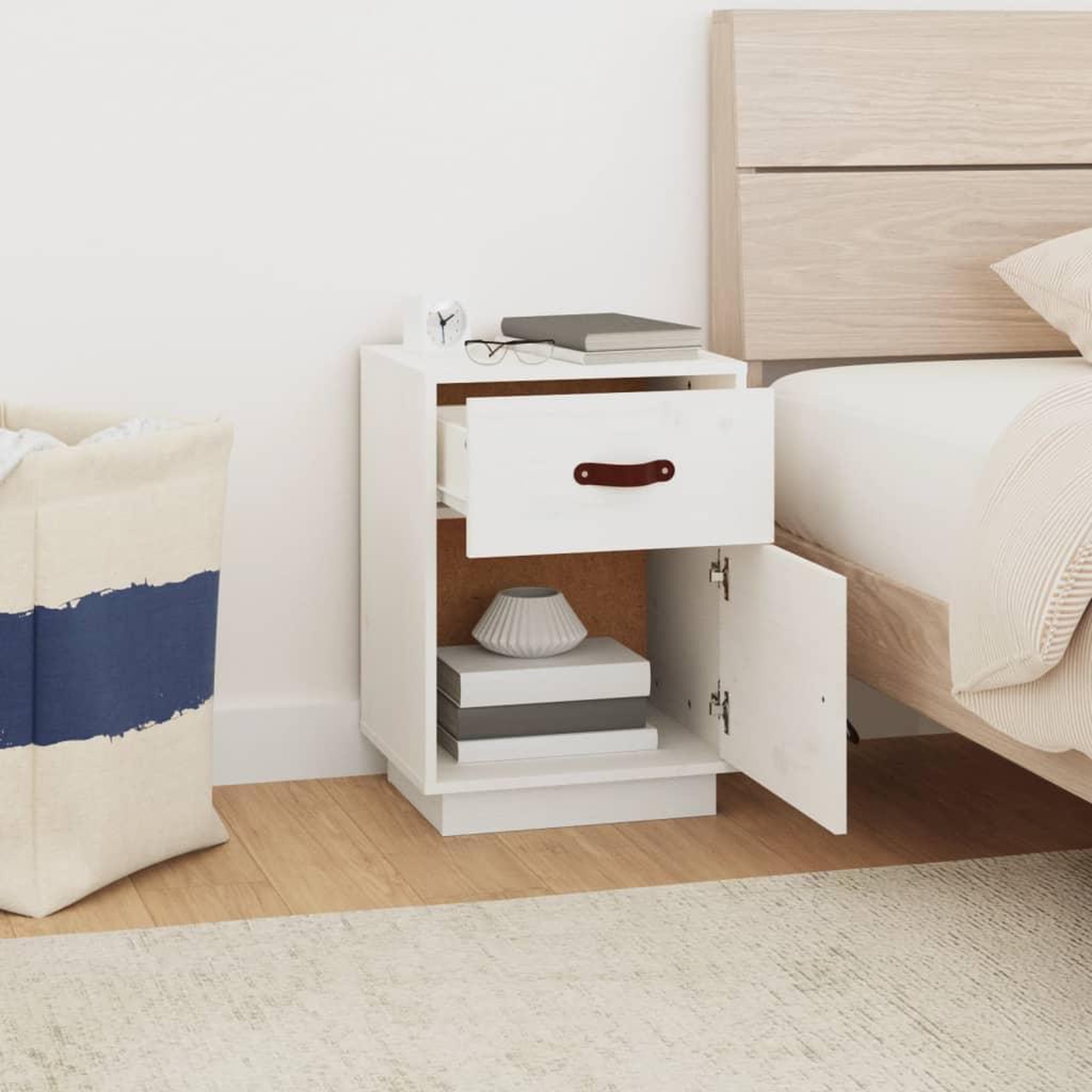 Voir la diapositive 3 : VIDAXL Tables de chevet 2 pcs Blanc 40x34x55 cm Bois de pin massif