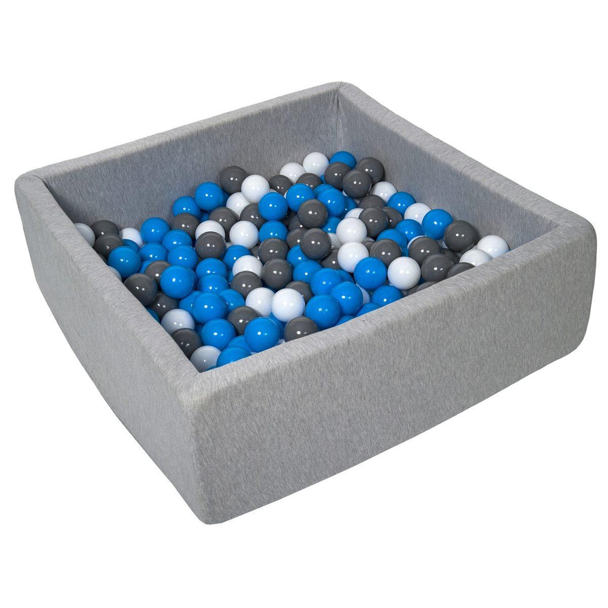 VELINDA Piscine à balles pour enfant, 90x90 cm, aire de jeu + 300 balles blanc, bleu, gris