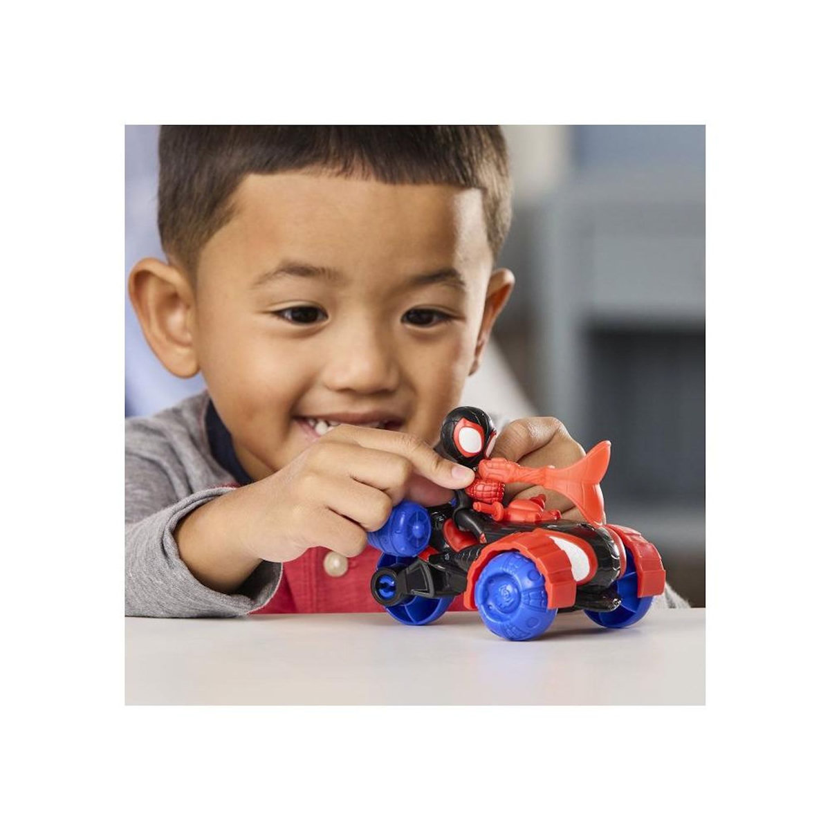 HASBRO Spidey Véhicule Techno-Quad et figurine Miles > Morales de 7,5 cm et accessoire, des 3 ans, Marvel Spidey et ses A