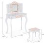 Voir la diapositive 4 : ID MARKET Coiffeuse enfant ROZA LED blanche et rose avec 3 miroirs et tabouret
