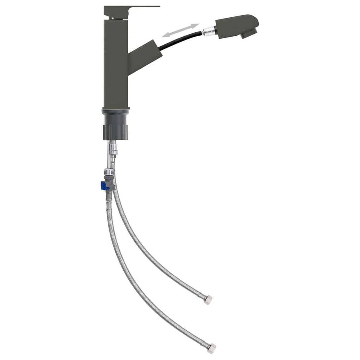 VIDAXL Robinet de lavabo retractable Finition grise 157x172 mm