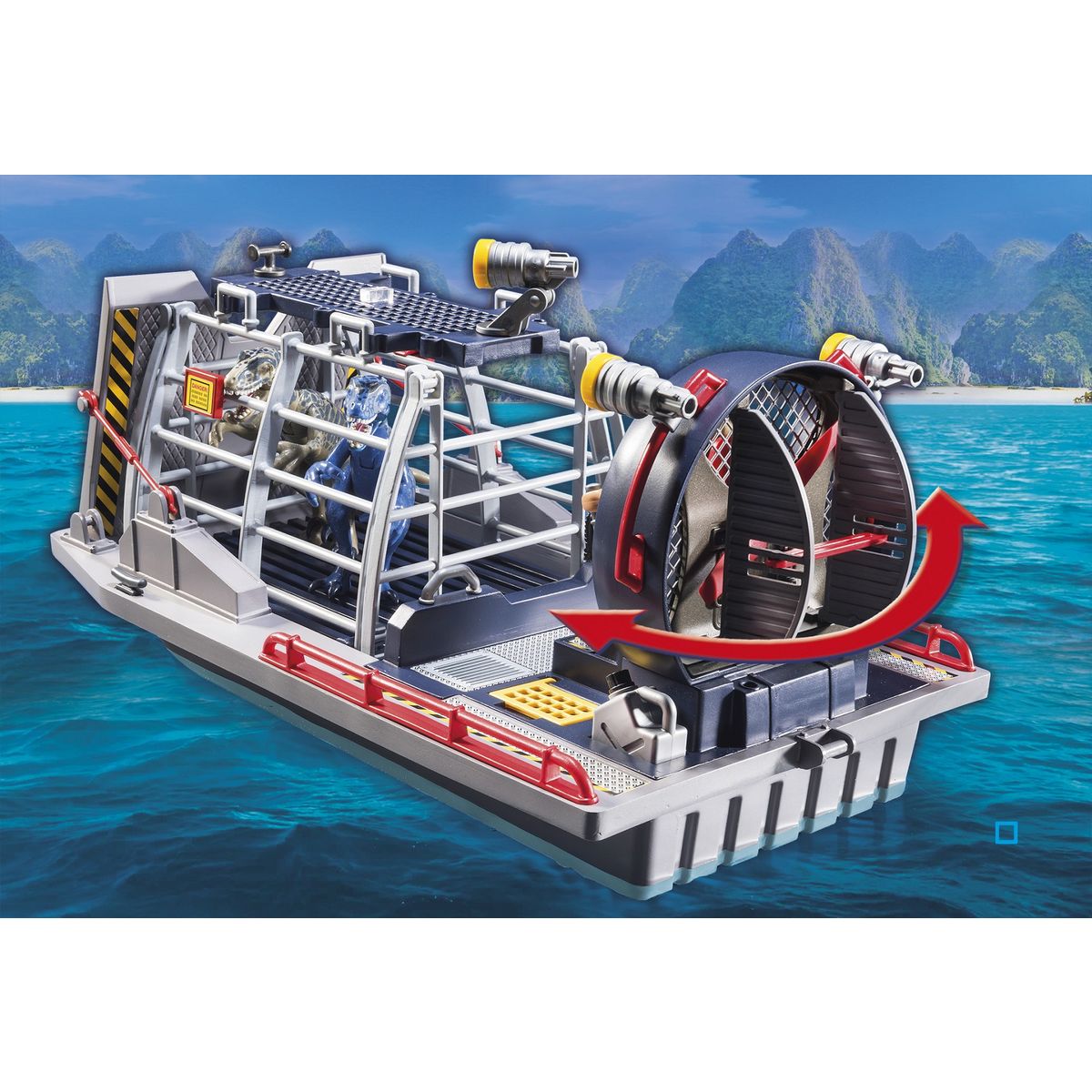 PLAYMOBIL 9433 - The Explorers - Bateau avec cage et deinonychus 