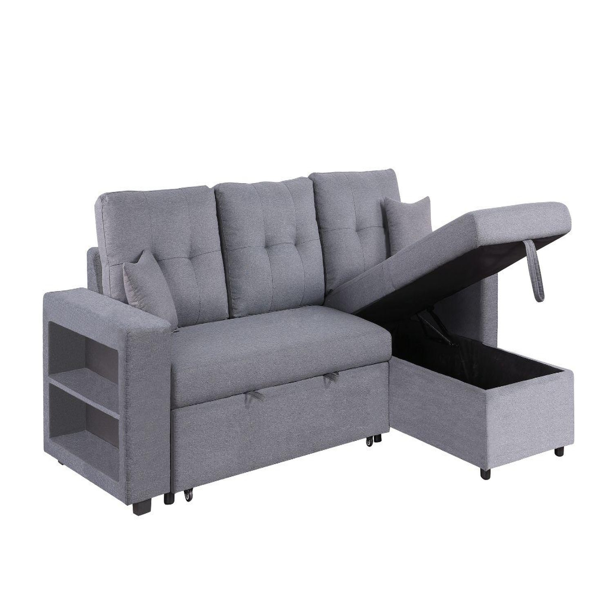 Voir la diapositive 5 : CONCEPT USINE Canapé d'angle droit convertible en tissu gris 4 places glasgow