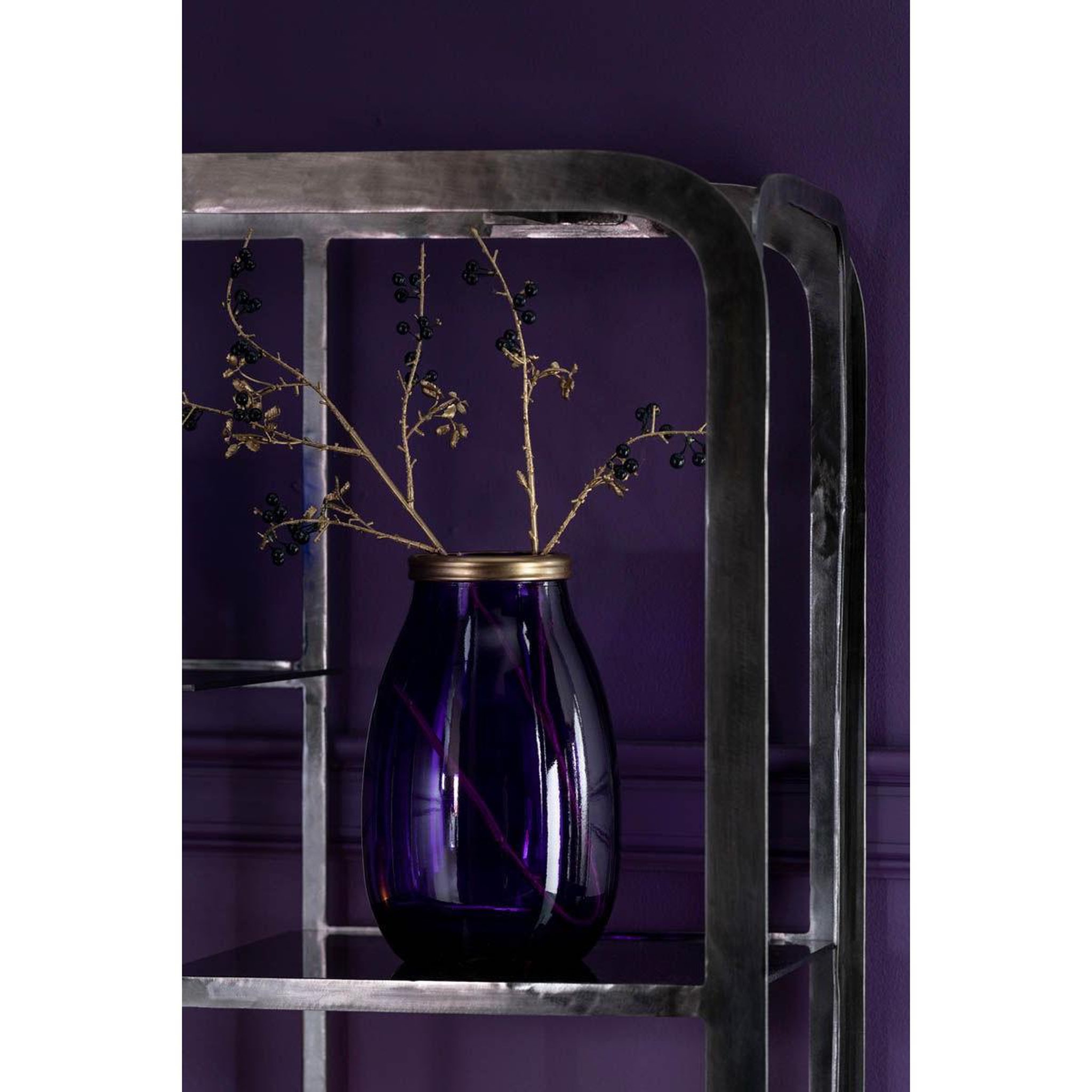 Voir la diapositive 5 : J-LINE Vase déco en verre  mandie  28cm mauve
