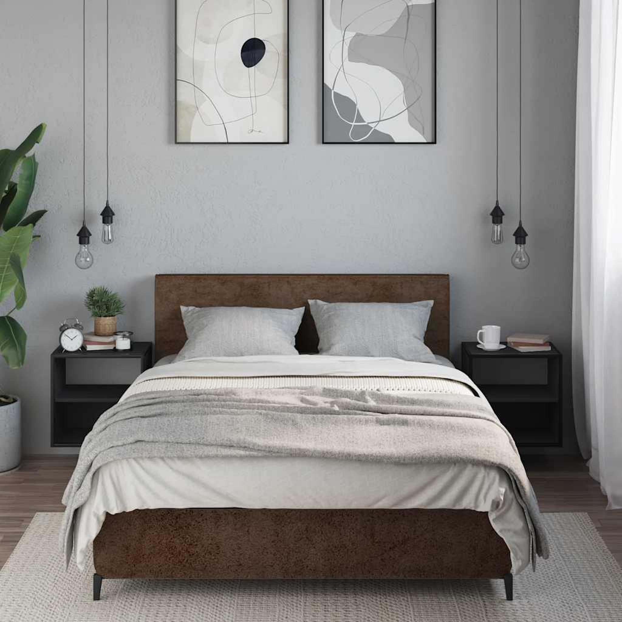 Voir la diapositive 3 : VIDAXL Tables de chevet murales 2 pcs noir 40x31x39,5 cm