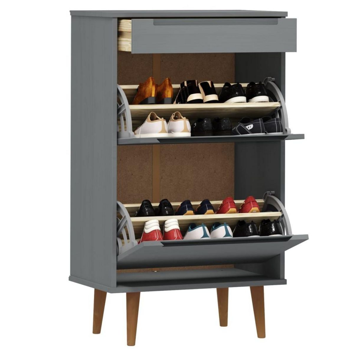 VIDAXL Armoire a chaussures MOLDE Gris 59,5x35x103 cm Bois de pin