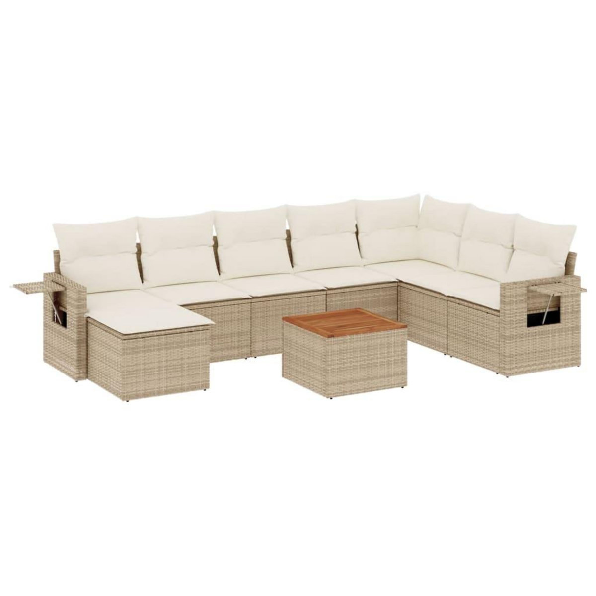 VIDAXL Salon de jardin avec coussins 9 pcs beige resine tressee
