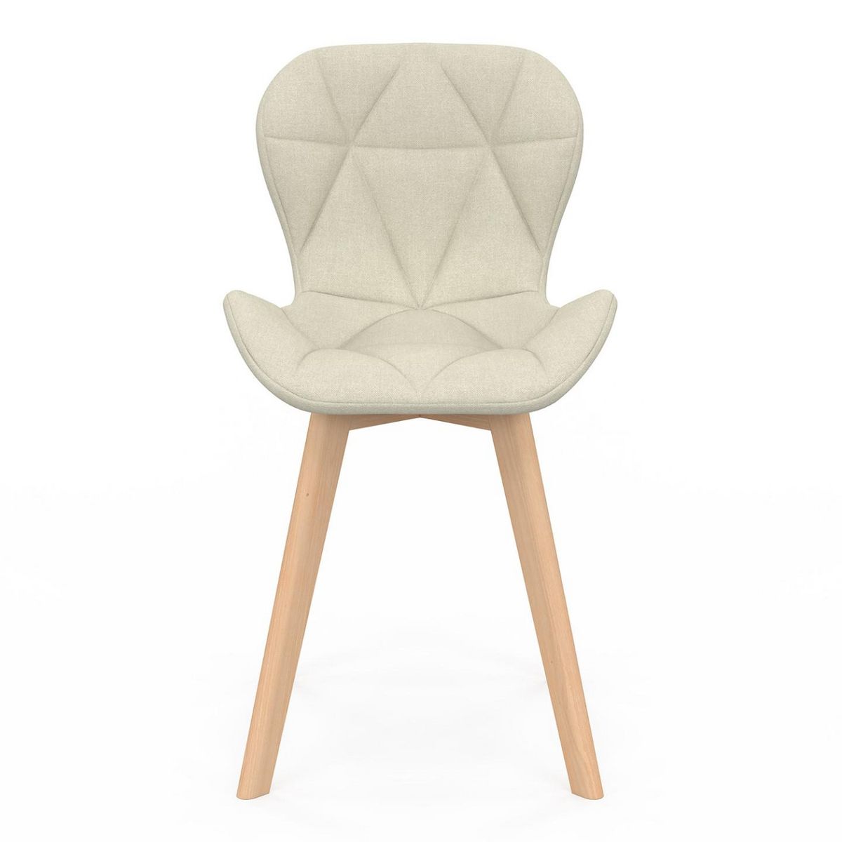 ID MARKET Lot de 4 chaises ROBINE en tissu beige pour salle à manger